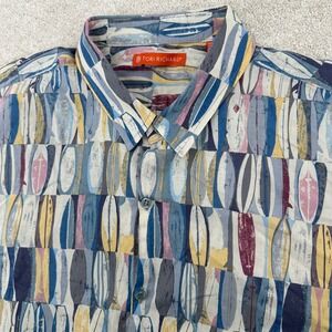 Tori Richard Mens XL Short Sleeve Button Down Shirt Surfboard Print Hawaiian